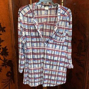 Siren Lily Red and Blue Plaid Top